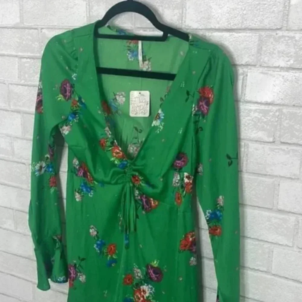NWT Free People Run Around with Me Tunic Green